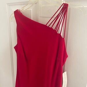 Evan Picone Evening Dress, one shoulder style, Red, 12P ~ NWT